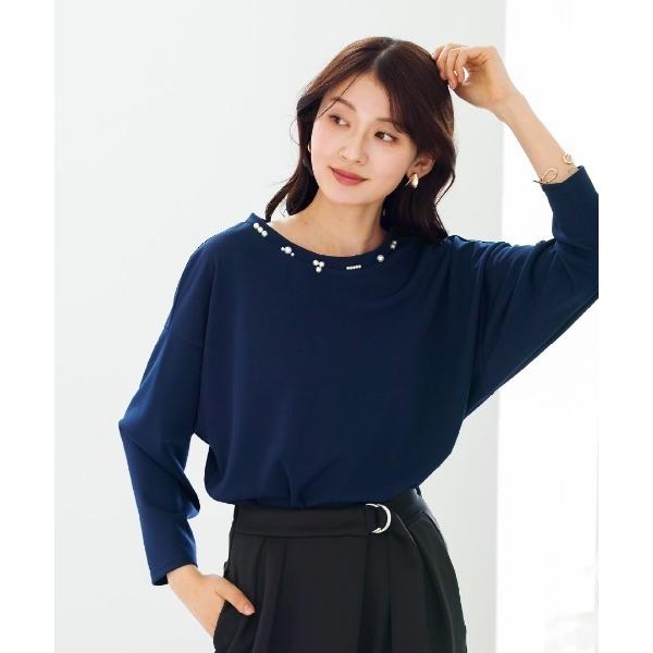 ブラウス シャツ 「 ディテール映え 」 ドライタッチフライス・ランダムパールライクドルマンブラウス...