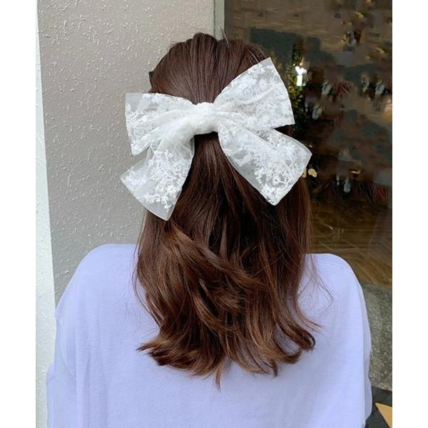 ヘアゴム レディース レースリボン ヘアクリップ(BDS)