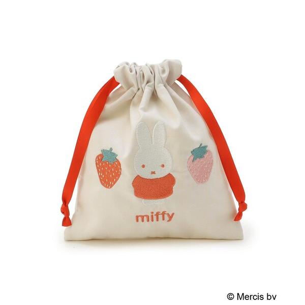 Dick Bruna miffy 刺繍巾着 strawberry＆tulip