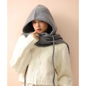 マフラー ストール フード付きニットマフラー レディース