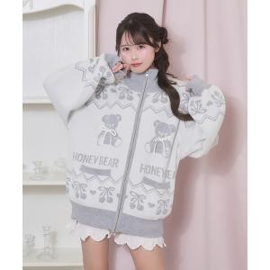 ブルゾン アウター くまチェリージャガードジップブルゾン レディース