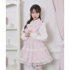 ワンピース フロントリボンドットチュールワンピース