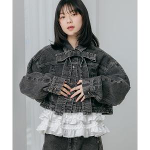 デニムジャケット gジャン デニムリボンショートジャケット　647635 レディース