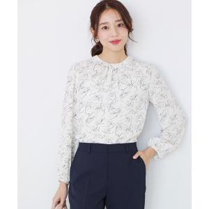 ブラウス シャツ 「手洗い可／日本製」花柄モックネックブラウス レディース