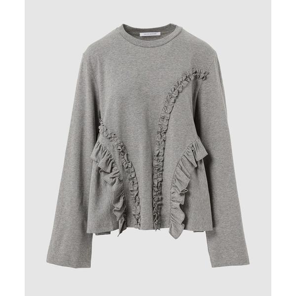 tシャツ LS T-SHIRT WITH GATHERED PANELS AND RUFFLE DE...