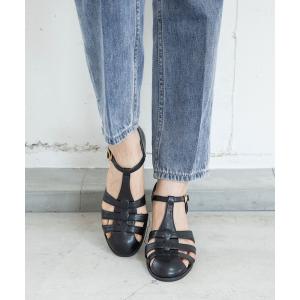 「GLOBAL WORK」 フラットサンダル MEDIUM ブラック レディース