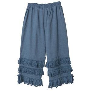 パンツ スカラップレース使いダンガリードロワーズ レディース