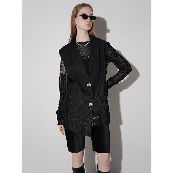 ベスト ジレ JACQUARD ASYMMETRY VEST レディース