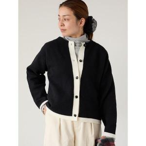 カーディガン 配色ニットジャケット レディース