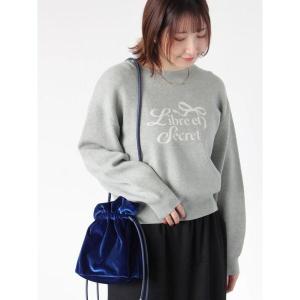 ニット セーター リボンモチーフロゴニットプルオーバー レディース