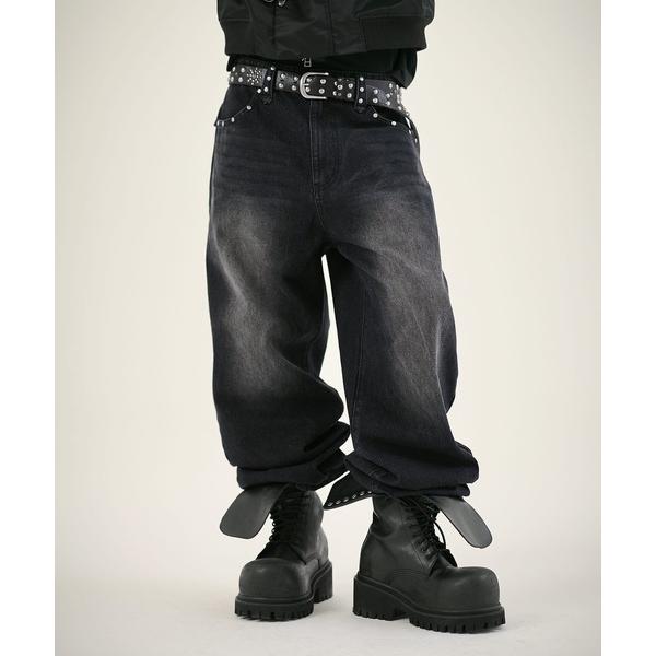 ジーンズ 13ozワイドバギーウエスタンフラップスタッズデニム メンズ レディース