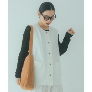 ベスト ジレ ノーカラーデニムベスト「CLIP denim」 レディース