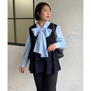 ベスト ジレ 「SAPON」3WAYティアードフリルツイードジレ レディース