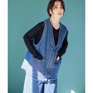 ベスト ジレ ZIPデニムベスト「CLIP denim」 レディース