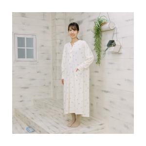 マタニティ SNOOPY スヌーピー 長袖前開きワンピースパジャマ 総柄