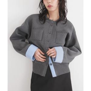 カーディガン シャツドッキングニットカーデ レディース