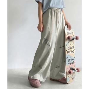 ワイドパンツ パンツ 「キッズ」親子リンクコーデ可能さりげない刺繍で差がつく♪ランダム刺繍裏毛スウェットワイドパンツ キッズ 子供服 男の子 女の子