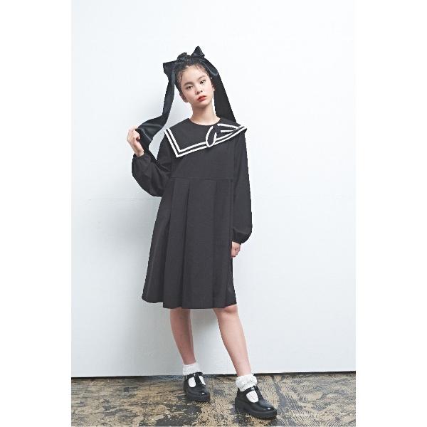 ワンピース ストレッチポプリンアシメトリーセーラーワンピース キッズ 子供服 女の子
