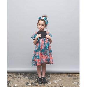 ワンピース アブストラクトハンカチーフスリーブワンピース キッズ 子供服 女の子