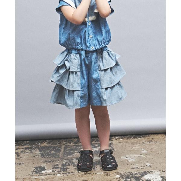 パンツ ネップデニムフリルキュロット キッズ 子供服 女の子