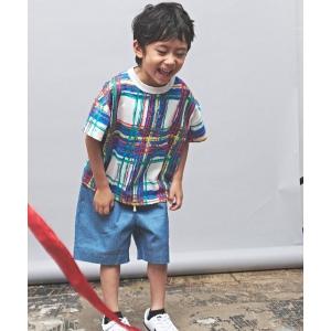 tシャツ ブラッシュチェックPT天竺Tシャツ キッズ 子供服 男の子 女の子