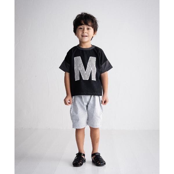 tシャツ 杢ツイル×天竺メッシュロゴTシャツ キッズ 子供服 男の子 女の子