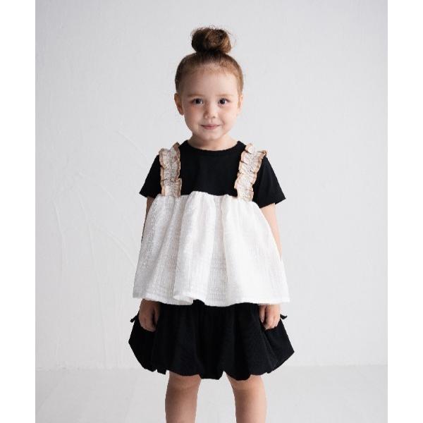tシャツ チェックオーガンジーキャミソールTシャツ キッズ 子供服 女の子