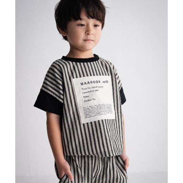 tシャツ サッカーストライプミドルワイドTシャツ キッズ 子供服 男の子 女の子