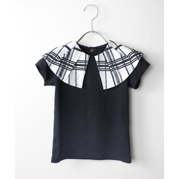 tシャツ シアーフリンジチェック衿天竺Tシャツ キッズ 子供服 女の子