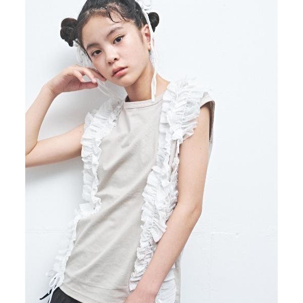 tシャツ 天竺シアーフリルサスペンダーノースリーブTシャツ キッズ 子供服 女の子