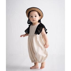 ベビー服 ロンパース 杢ツイルメッシュフリルスリーブbabyロンパース