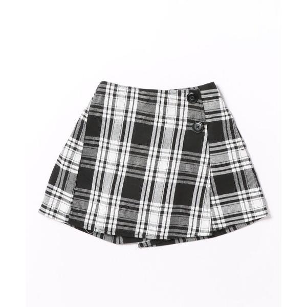 パンツ モノトーンタータンチェックラップキュロット キッズ 子供服 女の子