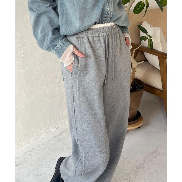 ワイドパンツ スウェットパンツ ジャージ レイヤードデザインスウェットバレルパンツ レディース