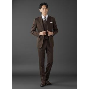 セレモニースーツ セットアップ 「ベスト付」ベネシャン　スリーピーススーツ「クラシコ」無地　ブラウン メンズ