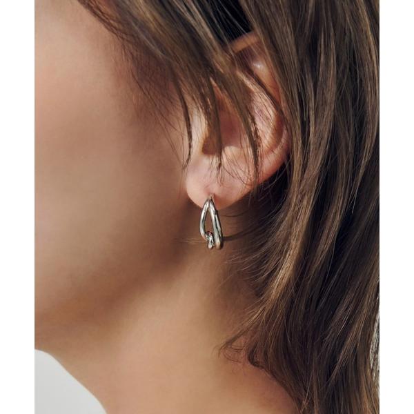 ピアス ノット フープ ワンタッチ ピアス レディース