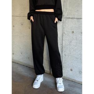 スウェットパンツ ジャージ 裾ロゴラメ裏毛パンツ レディース