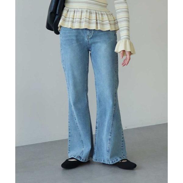 ジーンズ デニム デニムパンツ 「2026SS」切り替えフレアデニムパンツ レディース