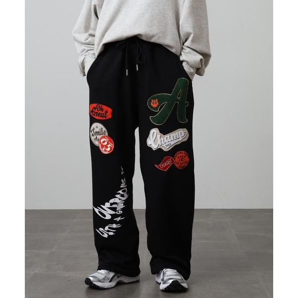 スウェットパンツ ジャージ 裏毛カレッジワッペン付きスウェットパンツ メンズ レディース