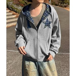 パーカー リバーシブルチェックジップパーカー メンズ レディース