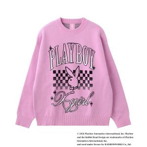ニット セーター PLAYBOY × X-girl JACQUARD KNIT TOP レディース メンズ