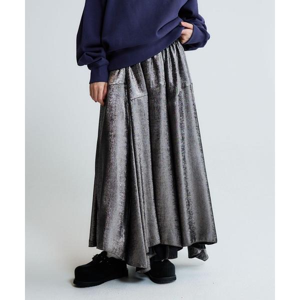 スカート 「選べる着丈」グロッシーイレヘムフレアスカート/646424