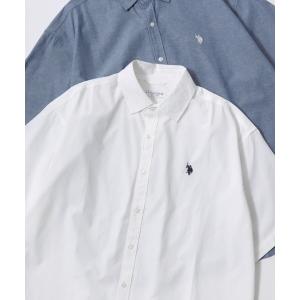 シャツ 半袖 U.S. POLO ASSN./ユーエスポロアッスン Broad Denim Shirt/オーバーサイズ ブロード デニム 無地 チェック ロゴ ワンポイント刺繍 レギュラー…