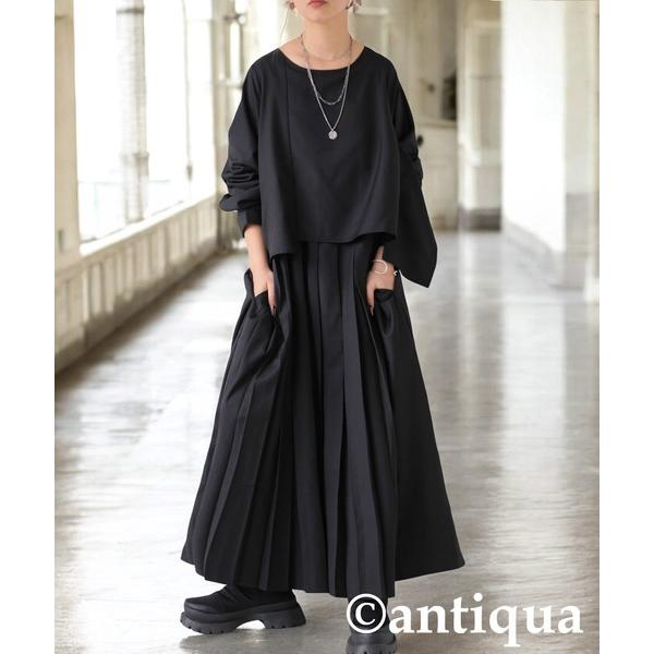 「antiqua」 長袖ワンピース ONESIZE ブラック レディース