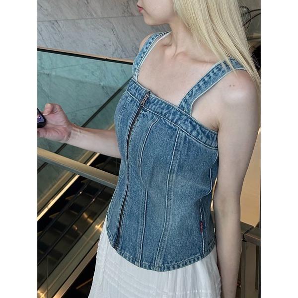 「Levi's」 ノースリーブブラウス X-SMALL ライトブルー レディース