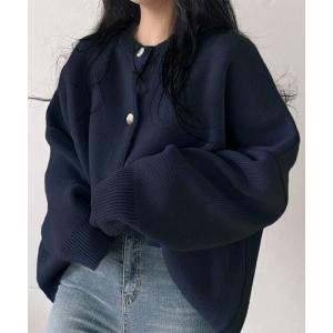 「AMOUR BOX」 ニットカーディガン LARGE ネイビー レディース