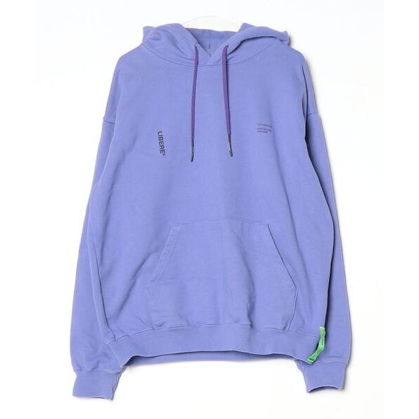 「LIBERE」 ワンポイントプルオーバーパーカー M パープル メンズ