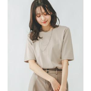 「GLOBAL WORK」 半袖Tシャツ LARGE グレイッシュベージュ レディース
