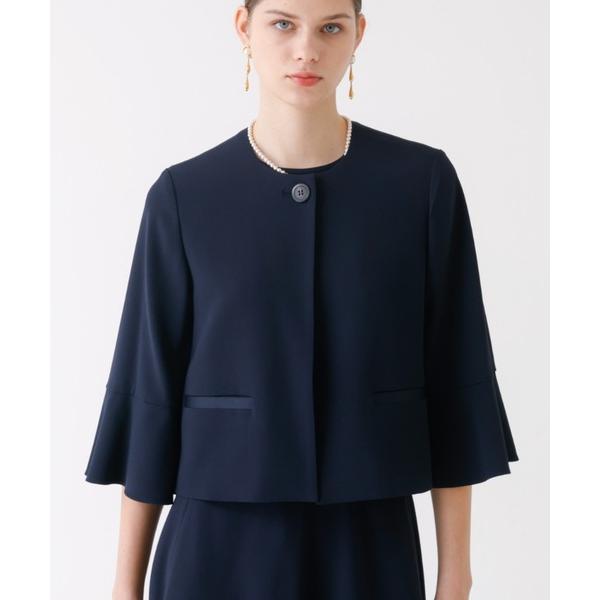 ジャケット ノーカラージャケット トリアセジョーゼットノーカラージャケット レディース