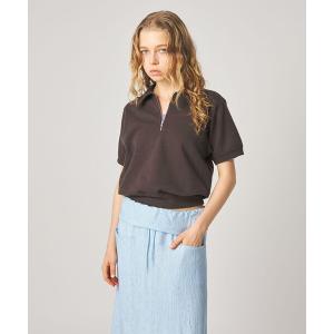 tシャツ 半袖 「Steven Alan」コットン スウェット ハーフジップ プルオーバー レディース