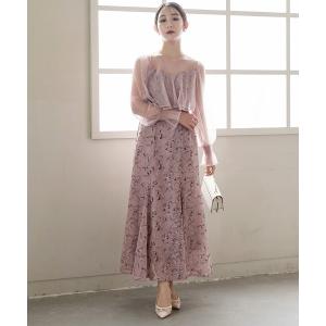 ドレス エンブロイダリーチュールコンビドレス